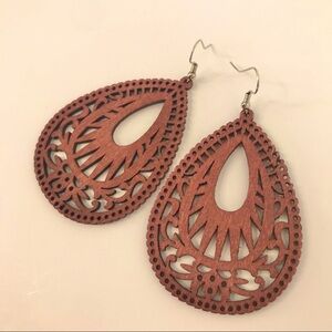 Large Boho Laser Cut Wooden Earrings